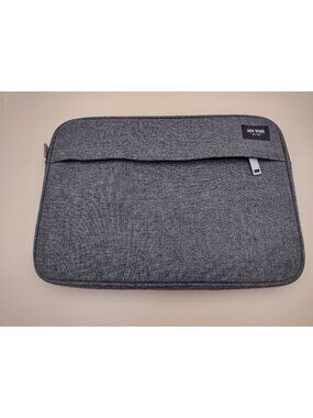 Jack Spade Oxford Grey Fabric Laptop Sleeve Zipper & Front Pocket Computer Bag